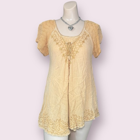 Vintage Tops - Vintage boho indie flowy fairy baby tee blouse